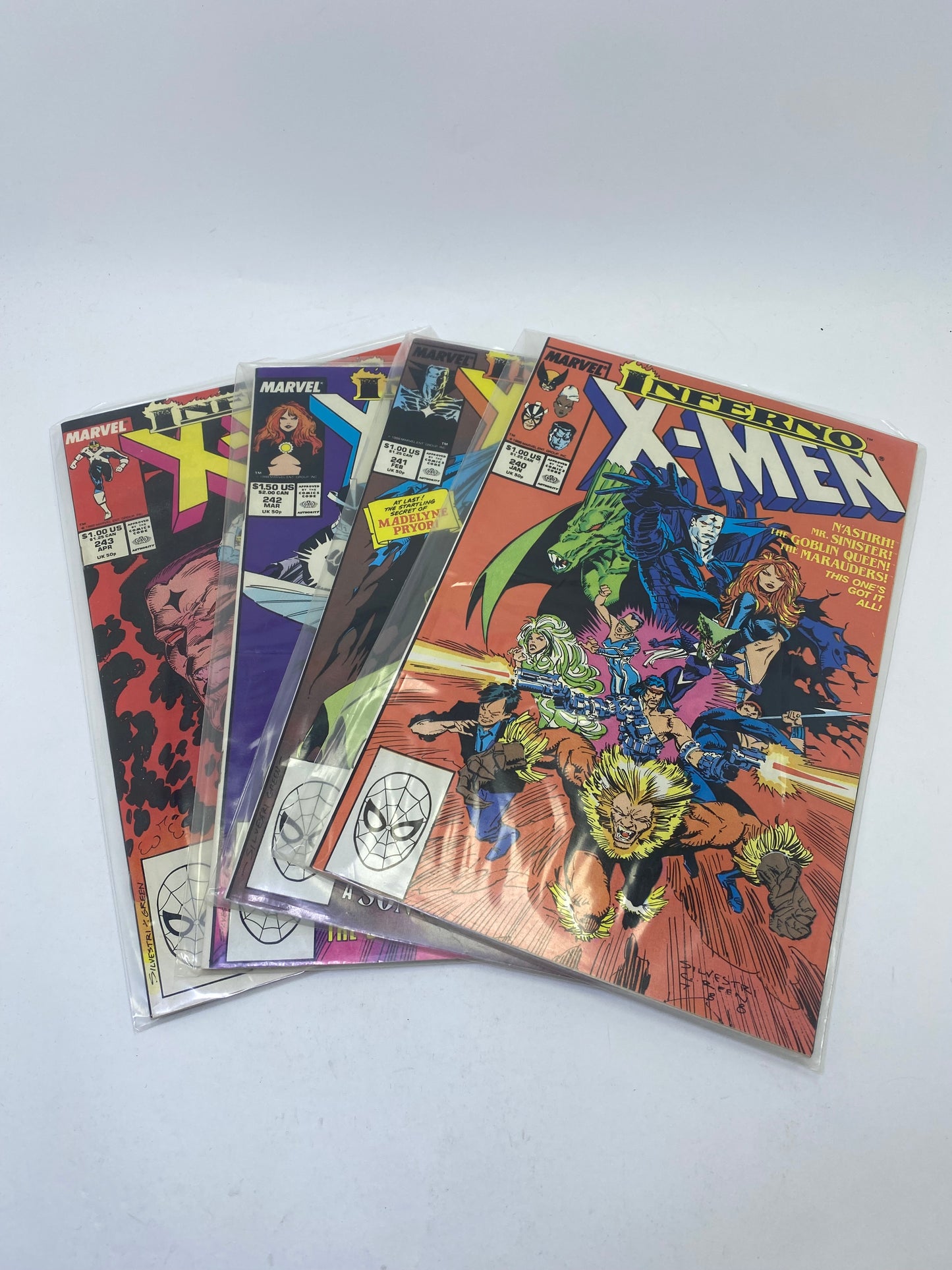 The Uncanny X-Men #240-243 – Marvel komiksų rinkinys anglų kalba, 1989 metų „Inferno“ siužetas