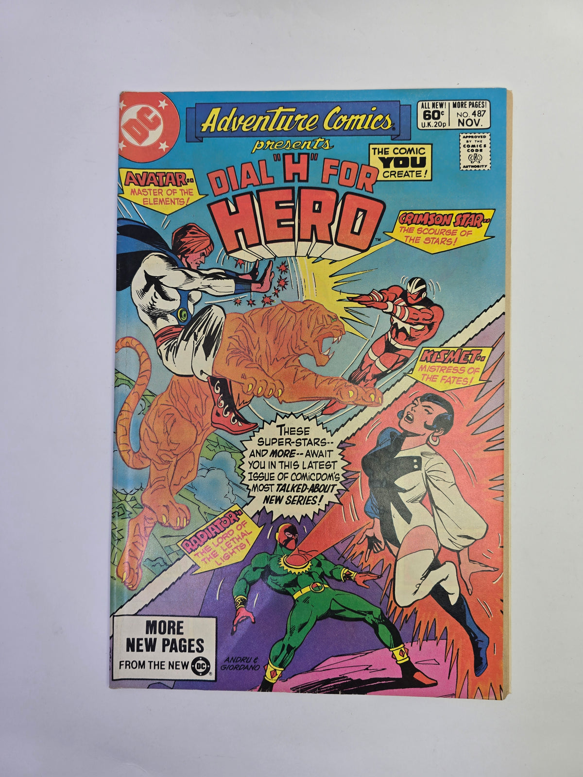 Adventure Comics #487 DC Comics Dial H for Hero komikso viršelis su herojais