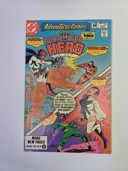 Adventure Comics #487 DC Comics Dial H for Hero komikso viršelis su herojais
