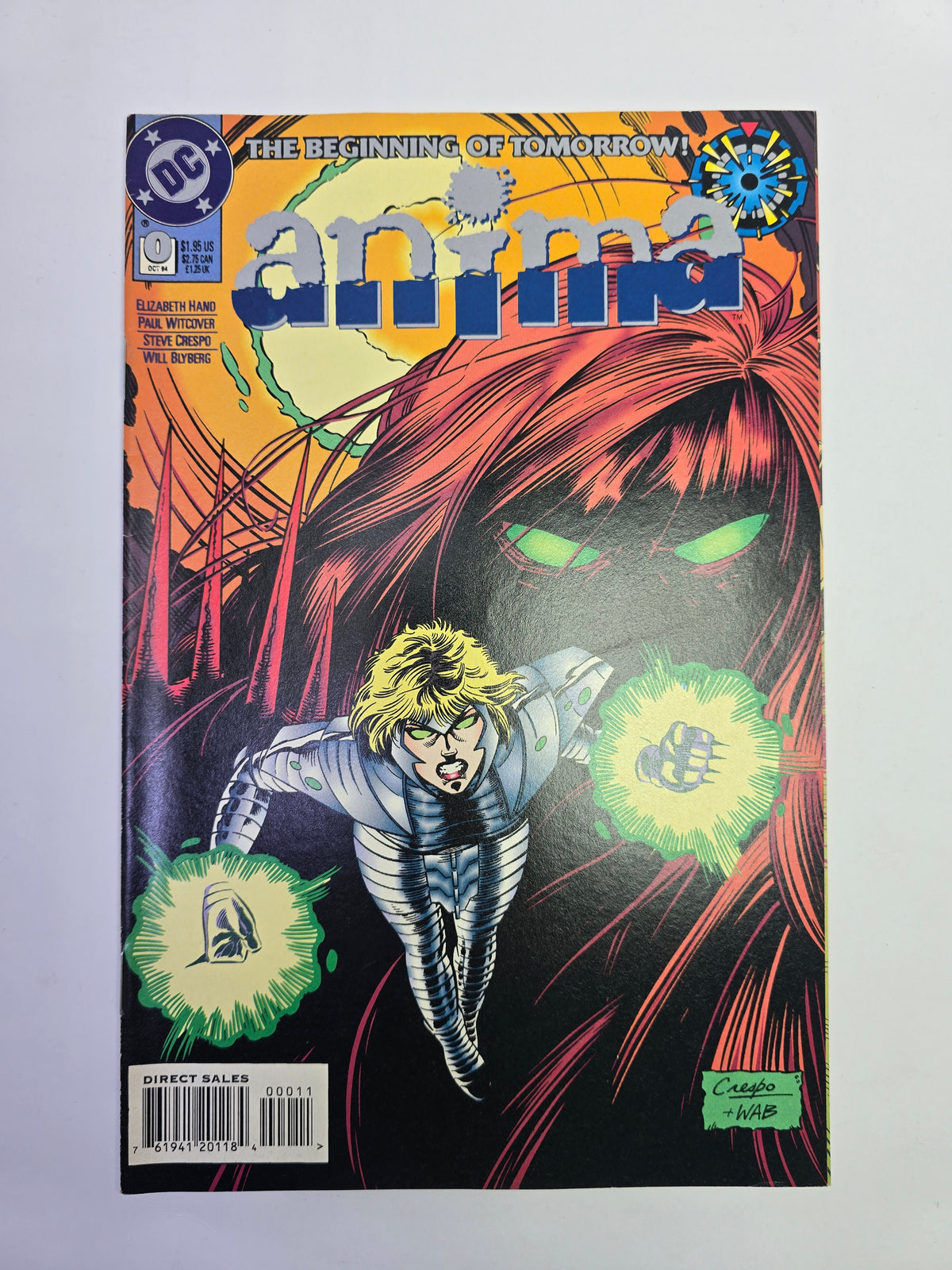 Anima #0 DC Comics komikso viršelis su Steve Crespo iliustracija   