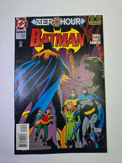 Batman #511 DC Comics komikso viršelis su Batgirl nugaros perspektyva bei Robin ir Batman