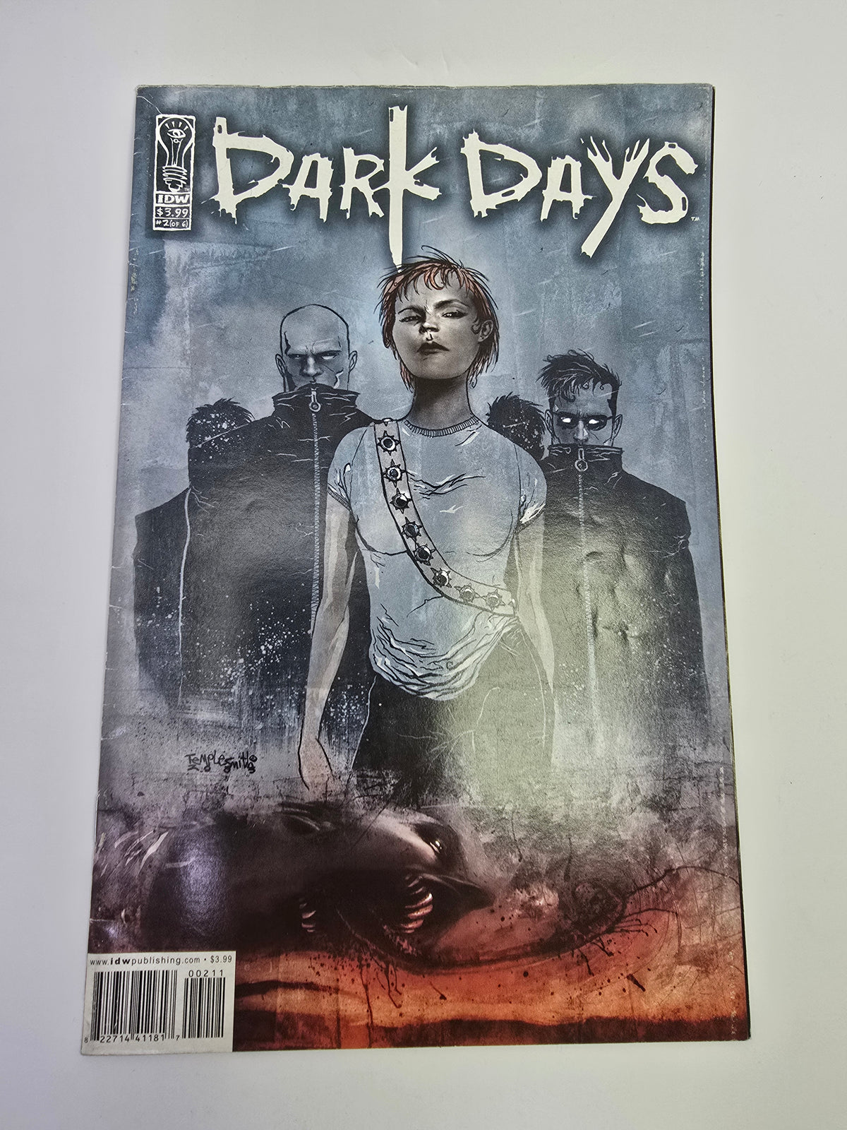 Dark Days #2 IDW Publishing komikso viršelis su Ben Templesmith iliustracija