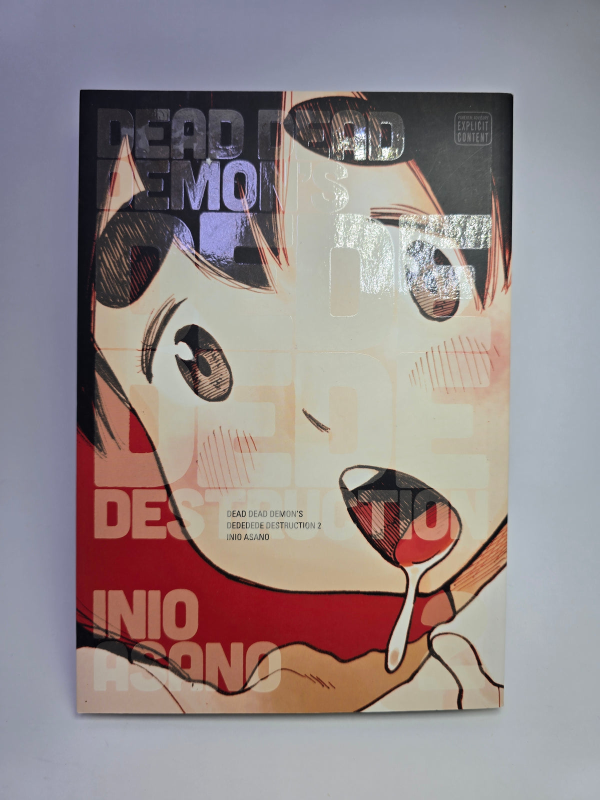 Dead Dead Demon's Dededede Destruction Vol 2 manga viršelis su Inio Asano iliustracija   
