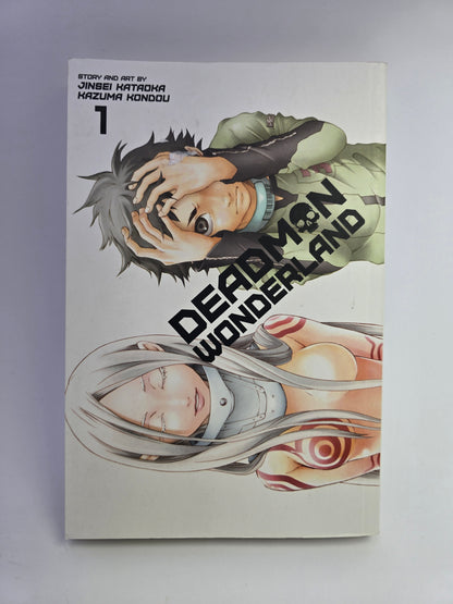 Deadman Wonderland Vol 1 manga viršelis su Jinsei Kataoka ir Kazuma Kondou iliustracija   