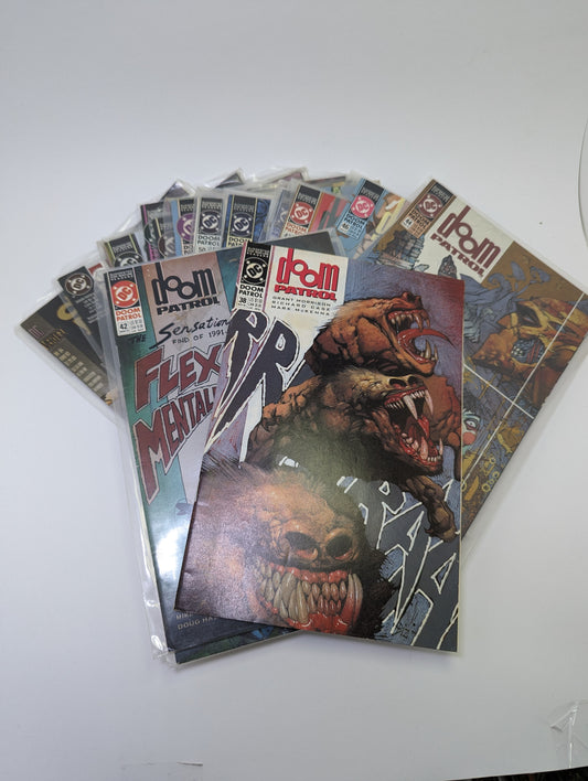 Doom Patrol (1988) komiksų viršeliai #38, 42-57, 64