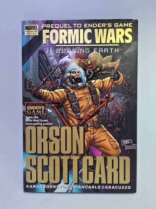 Formic Wars Burning Earth Marvel grafinės novelės viršelis su kosminio karo iliustracija   