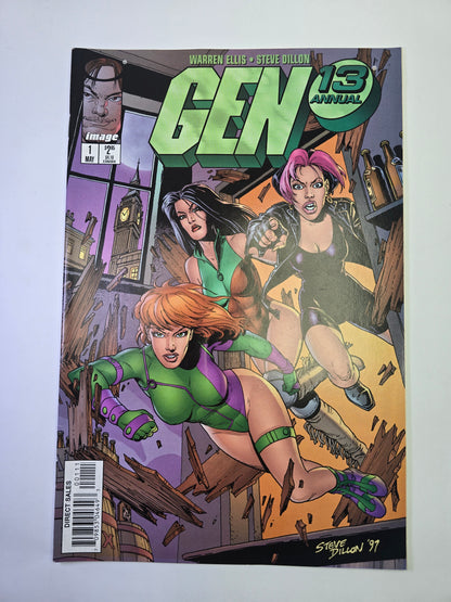 Gen 13 Annual #1 Image Comics komikso viršelis su Steve Dillon iliustracija