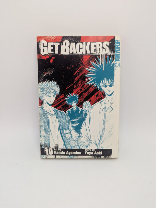  „Get Backers, Vol. 10“ – manga anglų kalba su įtemptu veiksmu ir kovomis