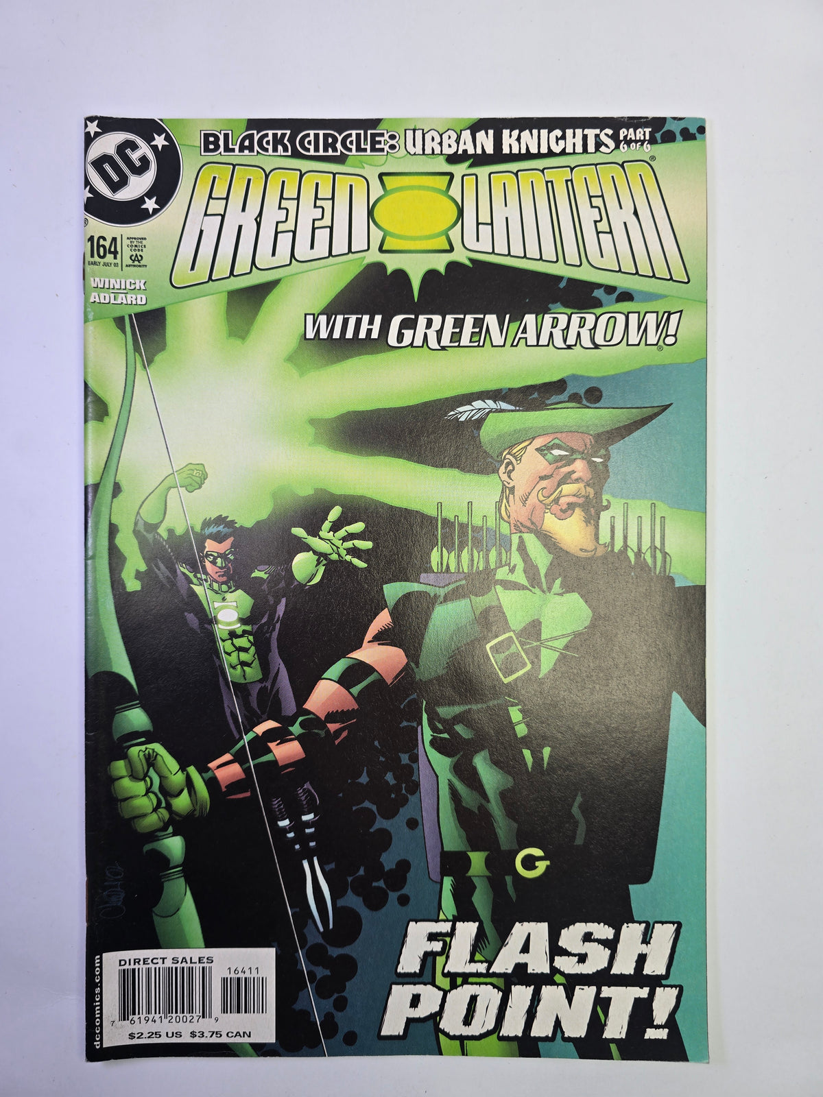 Green Lantern #164 DC Comics komikso viršelis su Green Lantern ir Green Arrow