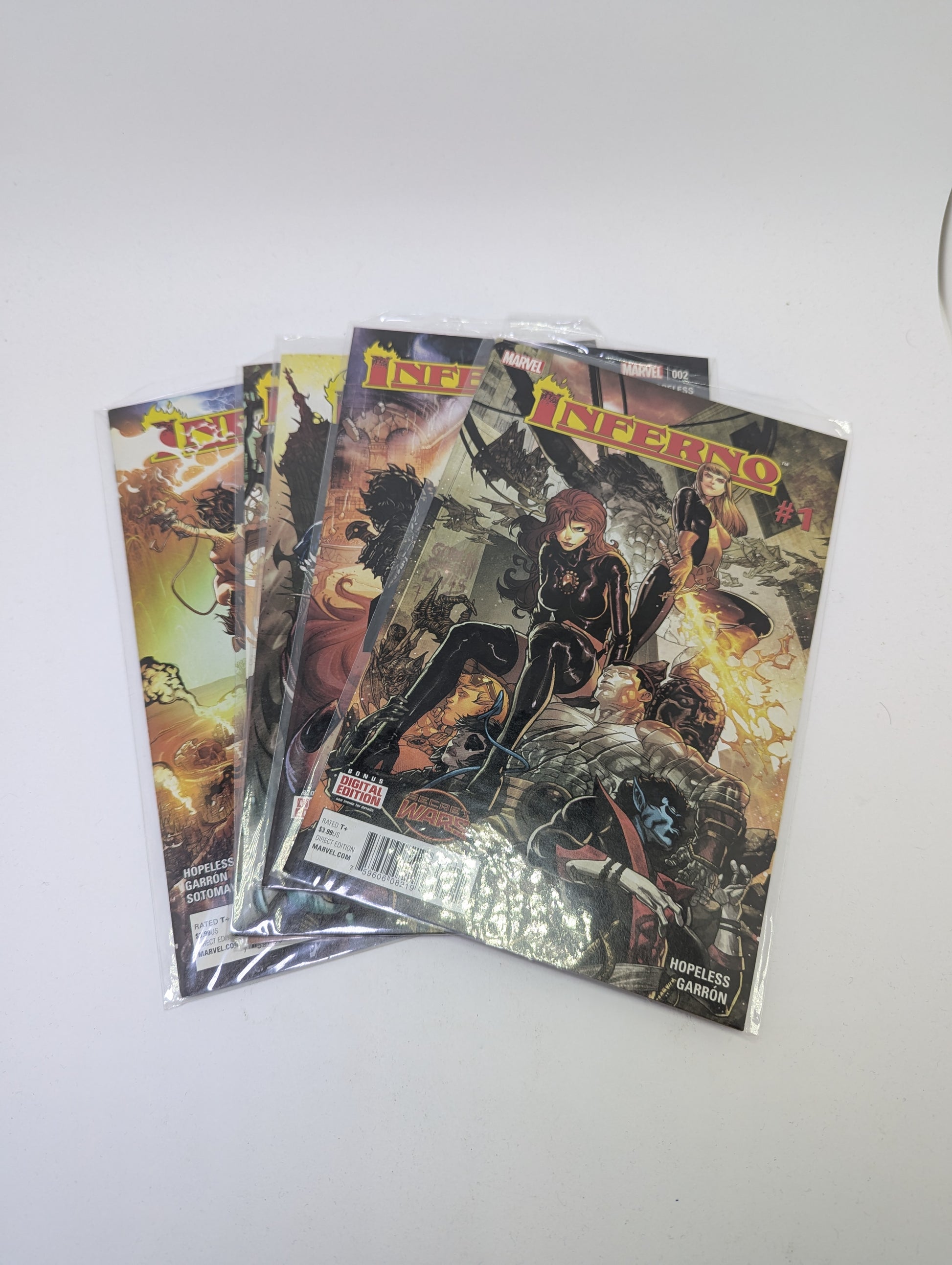 Inferno #1-5 komiksų viršeliai