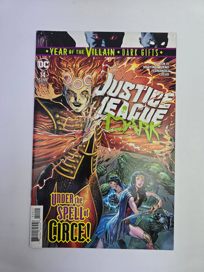 Justice League Dark #14 DC Comics komikso viršelis su Circe ir magijos herojais   