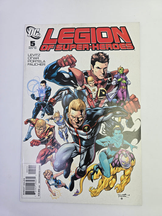 Legion of Super-Heroes #5 DC Comics komikso viršelis su kosminiais herojais   