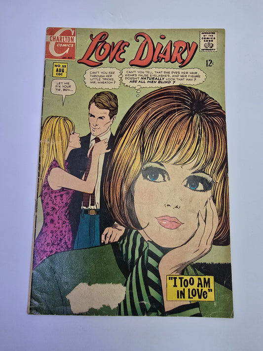 Love Diary #55 Charlton Comics vintage romantinio komikso viršelis