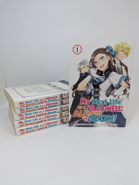  „My Next Life as a Villainess, Vol. 1–6“ – isekai ir romantinė komedija manga anglų kalba