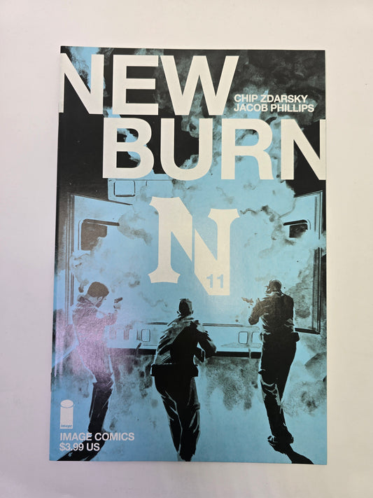 Newburn #11 Image Comics komikso viršelis su Chip Zdarsky ir Jacob Phillips pavardėmis   