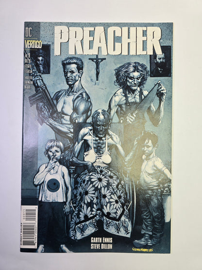 Preacher #9 Vertigo komikso viršelis su Glenn Fabry iliustracija