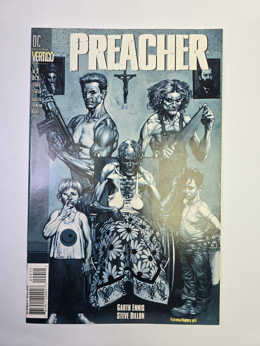 Preacher #9 Vertigo komikso viršelis su Glenn Fabry iliustracija