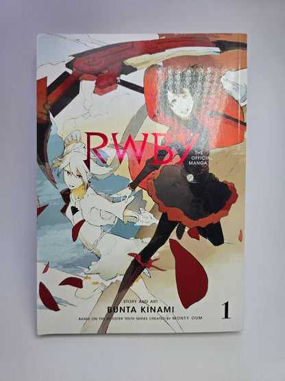 RWBY The Official Manga Vol 1 manga viršelis su Bunta Kinami iliustracija   