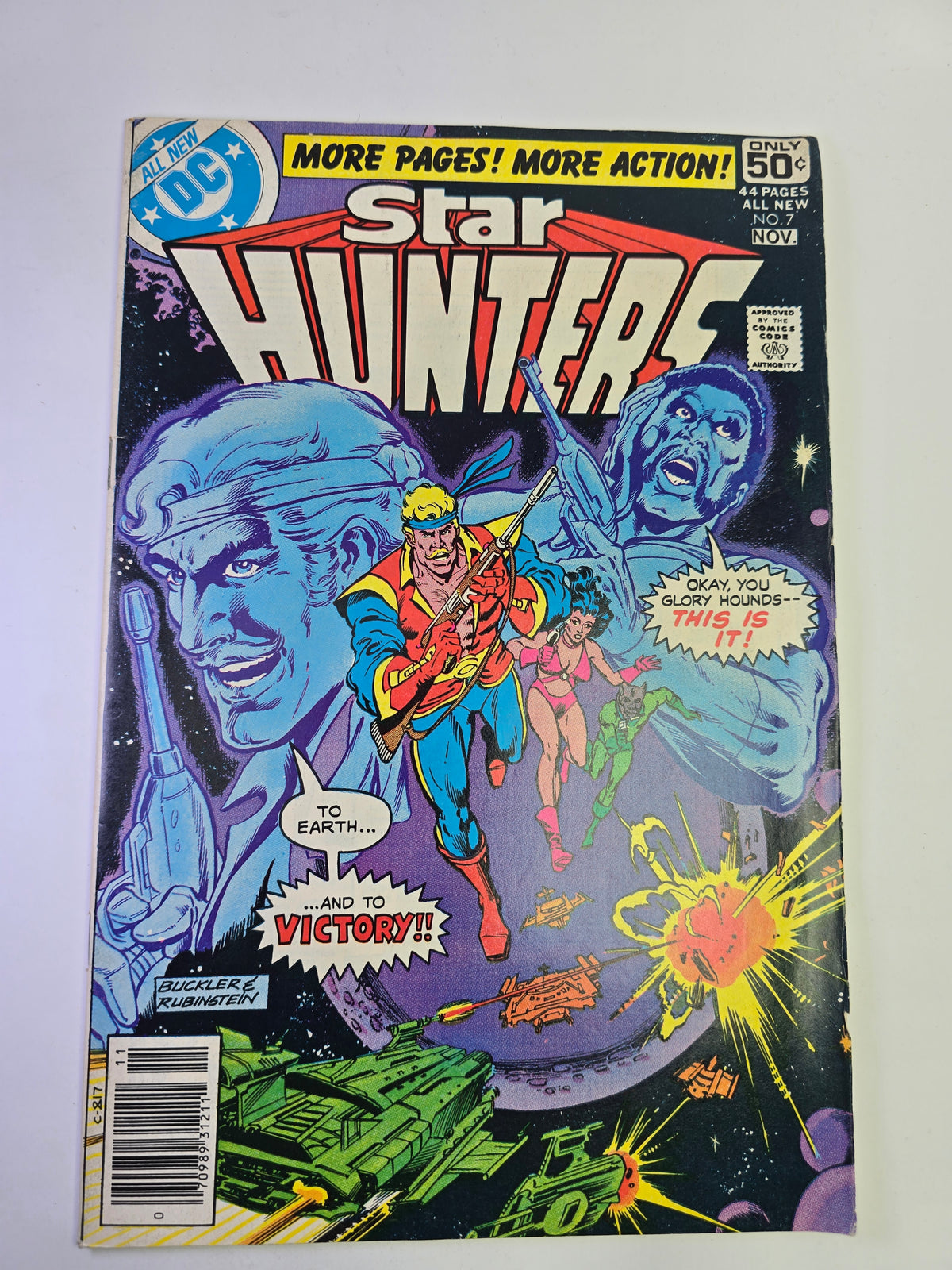 Star Hunters #7 DC Comics komikso viršelis su kosminių kovotojų ir laivų iliustracija