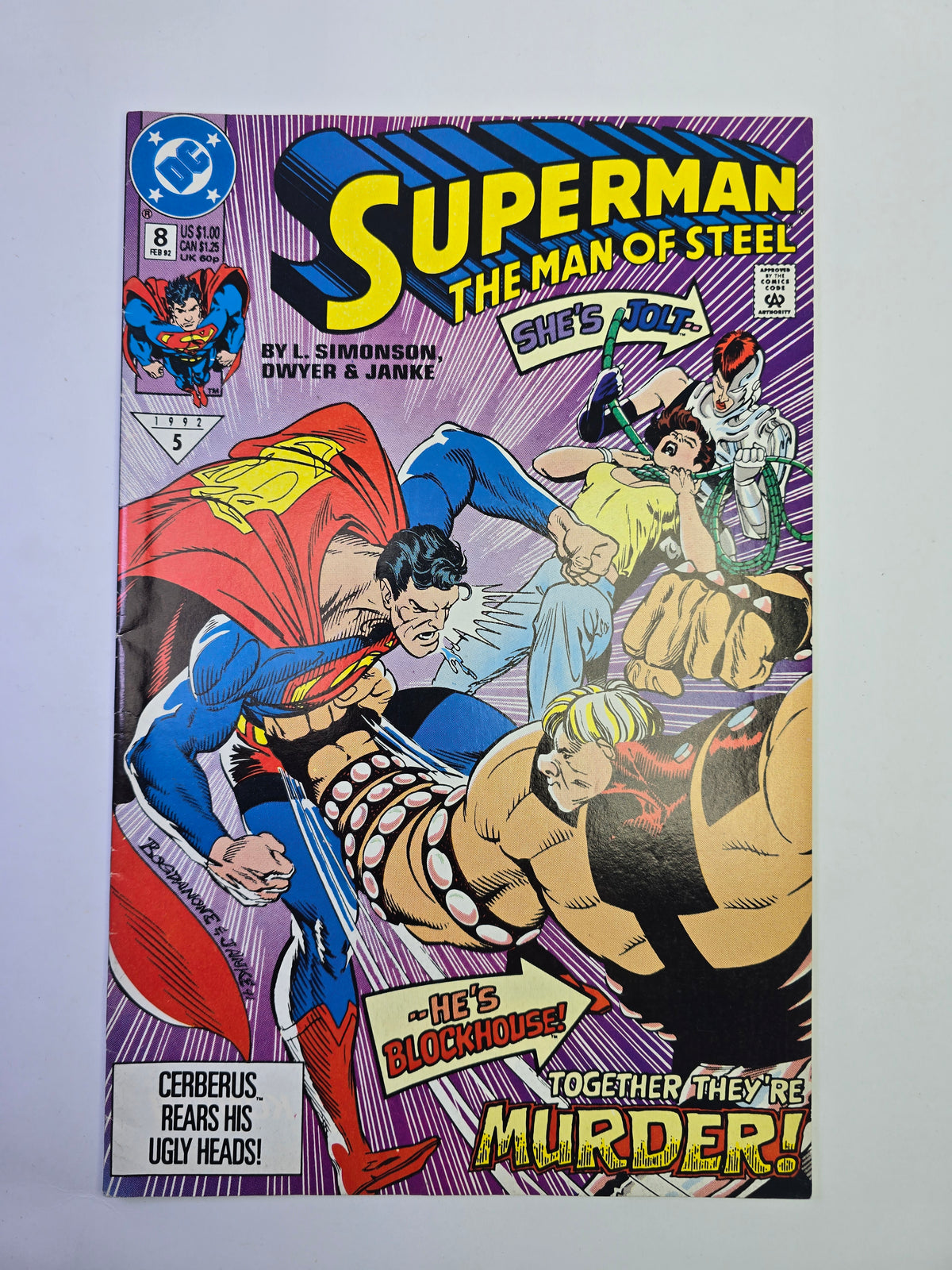 Superman The Man of Steel #8 DC Comics komikso viršelis su Supermeno kova