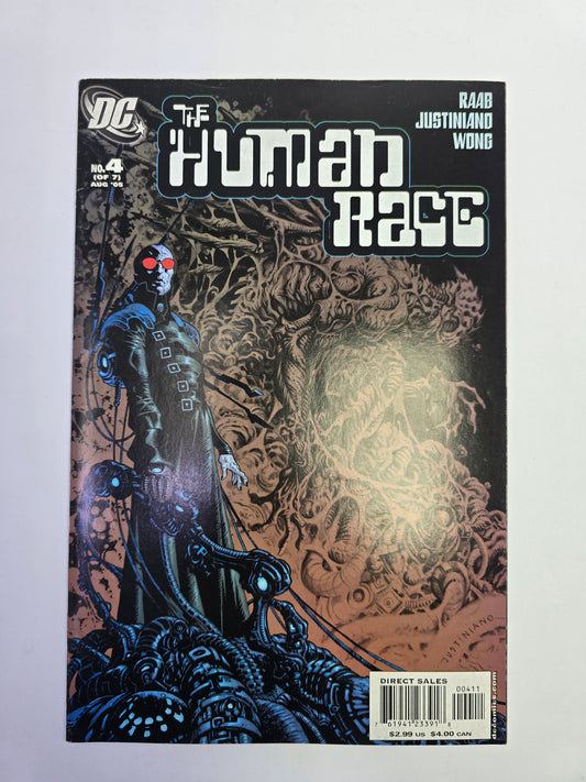 The Human Race #4 DC Comics komikso viršelis su Justiniano iliustracija
