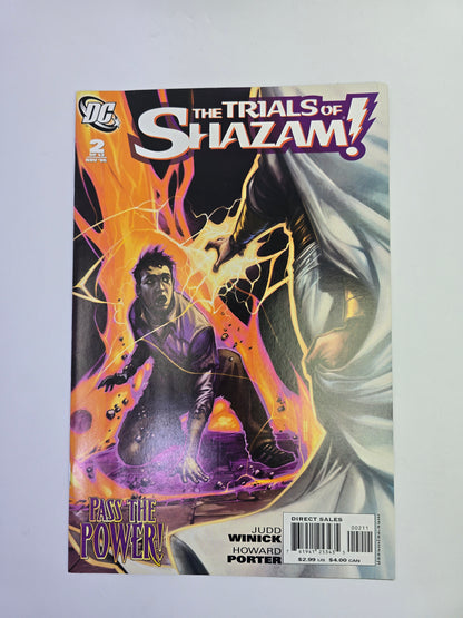 The Trials of Shazam! #2 DC Comics komikso viršelis su Judd Winick ir Howard Porter pavardėmis