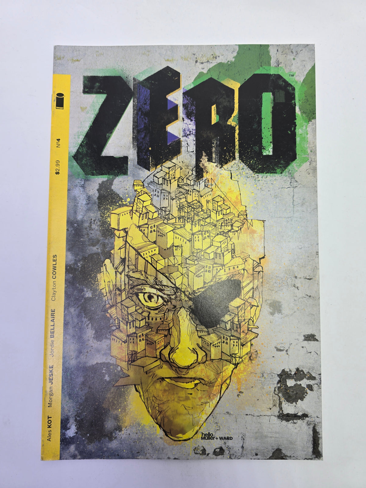 Zero #4 Image Comics komikso viršelis su Ales Kot ir Morgan Jeske pavardėmis