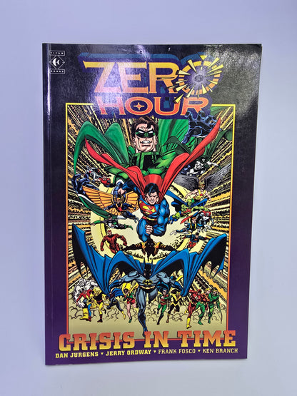 Zero Hour Crisis in Time DC Comics grafinės novelės viršelis su superherojais   