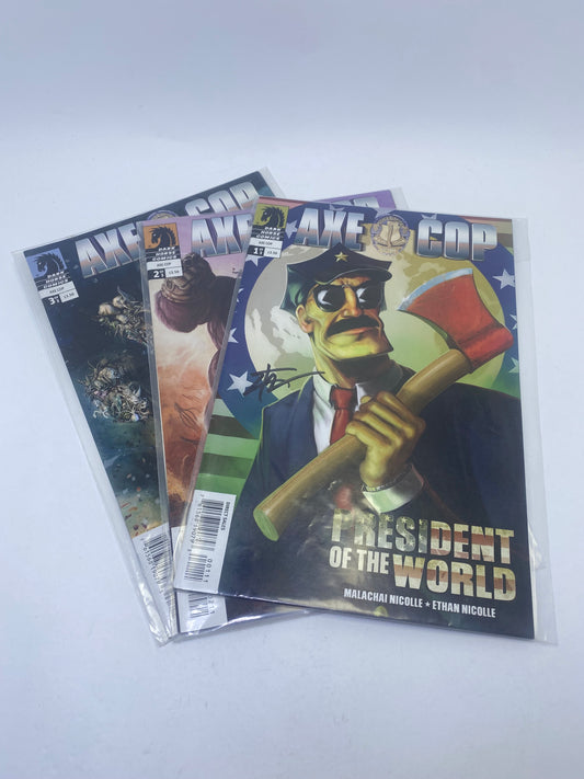  Axe Cop: President of the World #1–3 – humoro kupina Dark Horse komiksų serija apie policininką su kirviu, anglų kalba