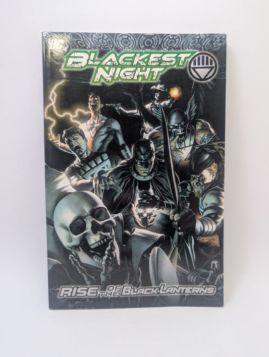 „Blackest Night: Rise of the Black Lanterns“ grafinės novelės viršelis su prisikėlusiais Juodaisiais Žibintais.