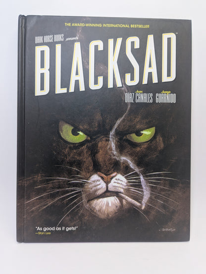 Grafinės novelės Blacksad viršelis su noir stiliaus detektyvo iliustracija.