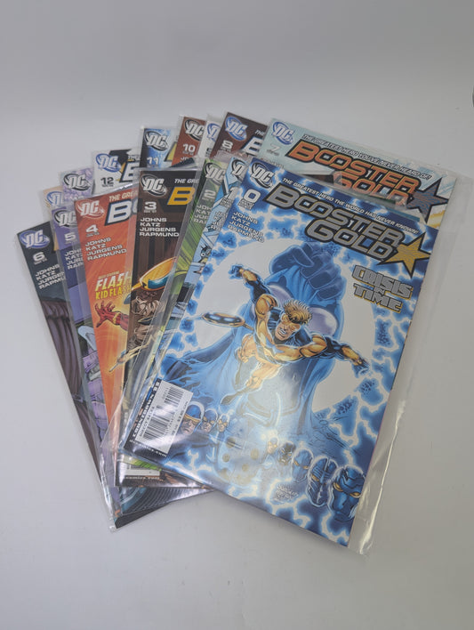  Booster Gold 0–14 komiksų rinkinys anglų kalba – kelionės laiku ir DC visatos išsaugojimas