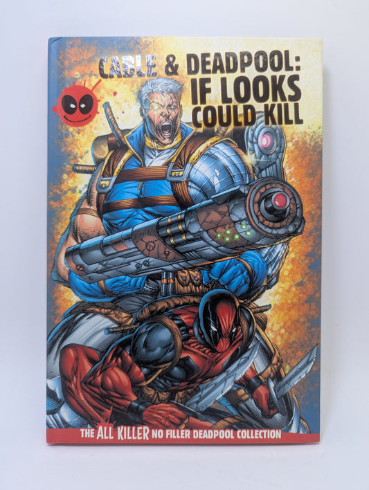 Grafinė novelė „Cable & Deadpool: If Looks Could Kill“ su Cable’u ir Deadpoolu kovinėje pozoje bei dinamišku „Marvel“ komiksų stiliumi.
