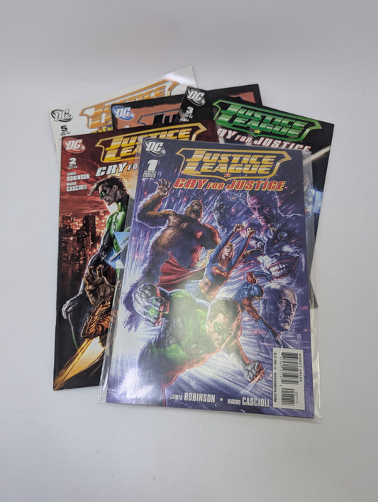  Justice League: Cry for Justice #1–5 komiksų rinkinys anglų kalba – DC komanda prieš naują grėsmę