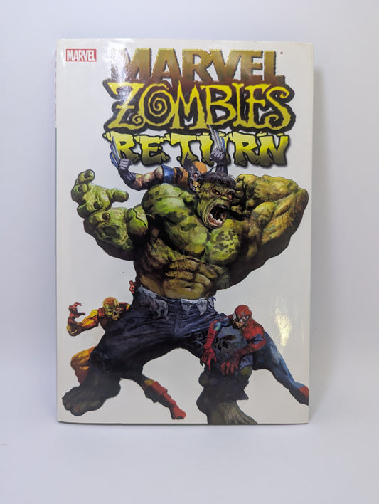 Grafinės novelės Marvel Zombies: Return viršelis su zombių tematikos Marvel herojais.