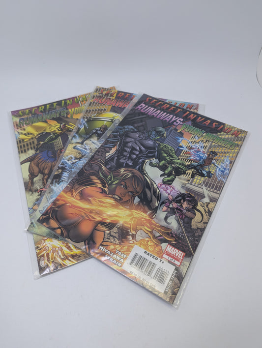 Secret Invasion: Runaways/Young Avengers 1–3 komiksų rinkinys anglų kalba – jaunų herojų kovos su Skrullais