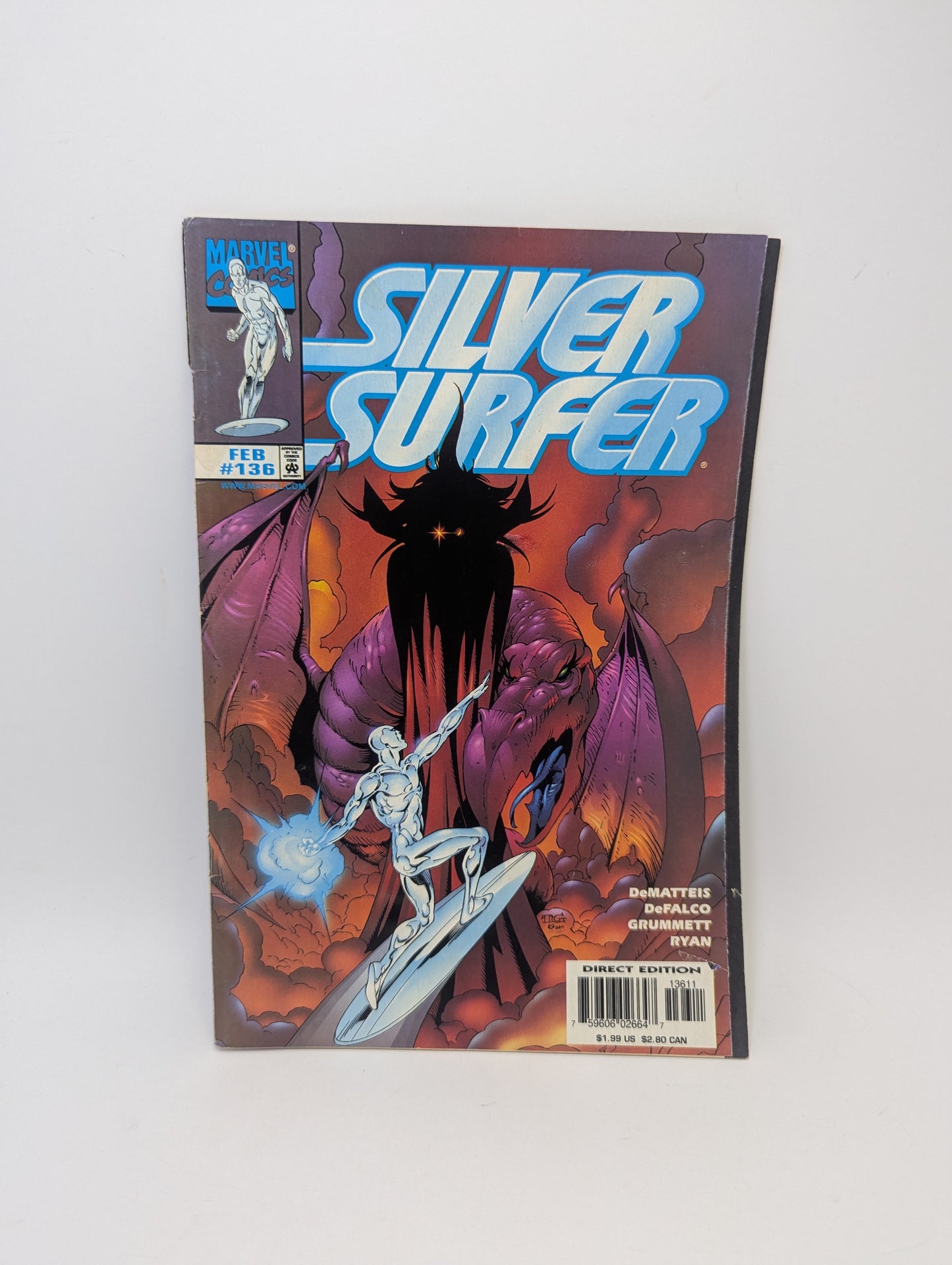  Silver Surfer #136 komiksas anglų kalba – kosminė Marvel drama ir herojaus vidinė kova