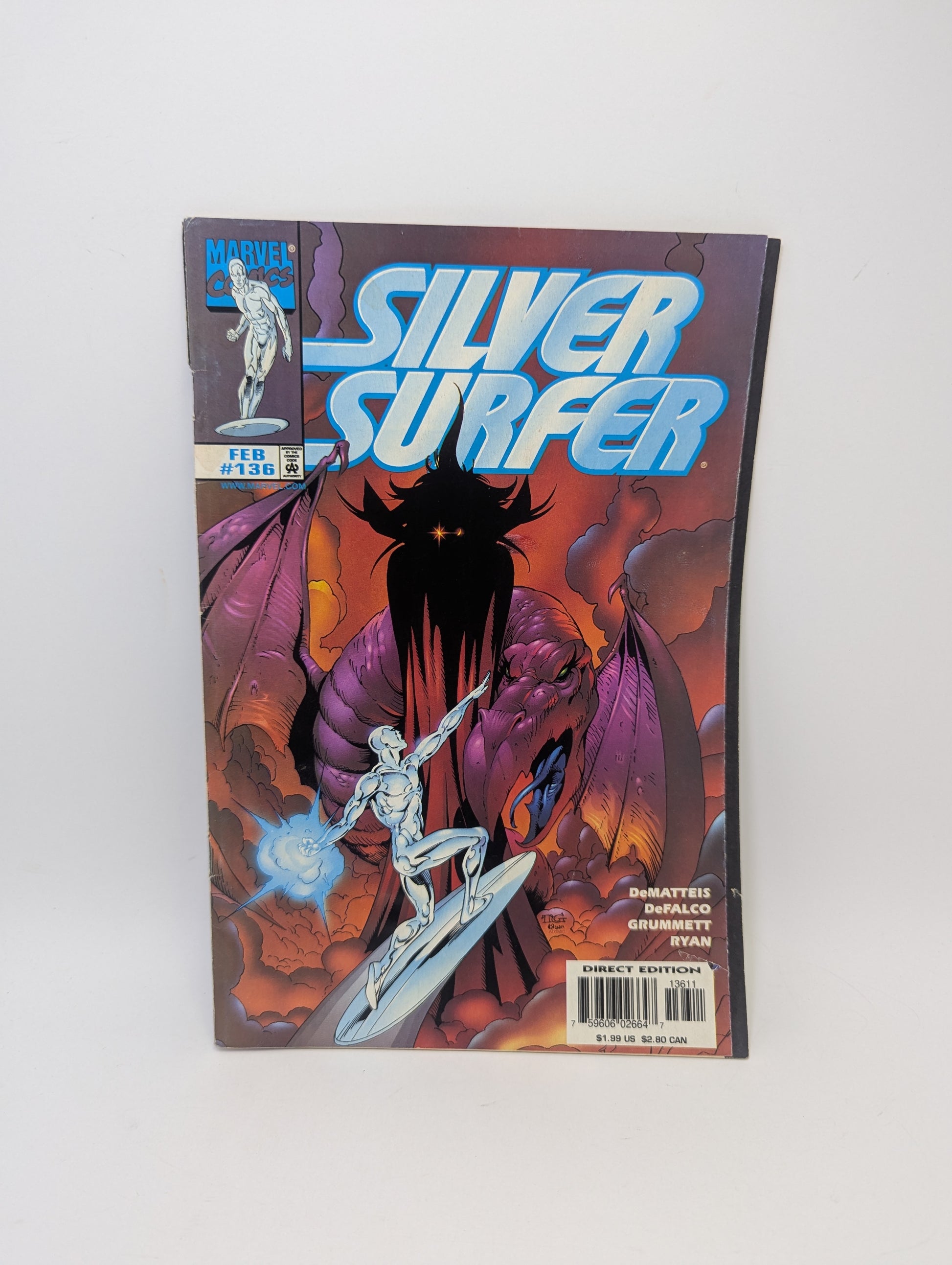  Silver Surfer #136 komiksas anglų kalba – kosminė Marvel drama ir herojaus vidinė kova