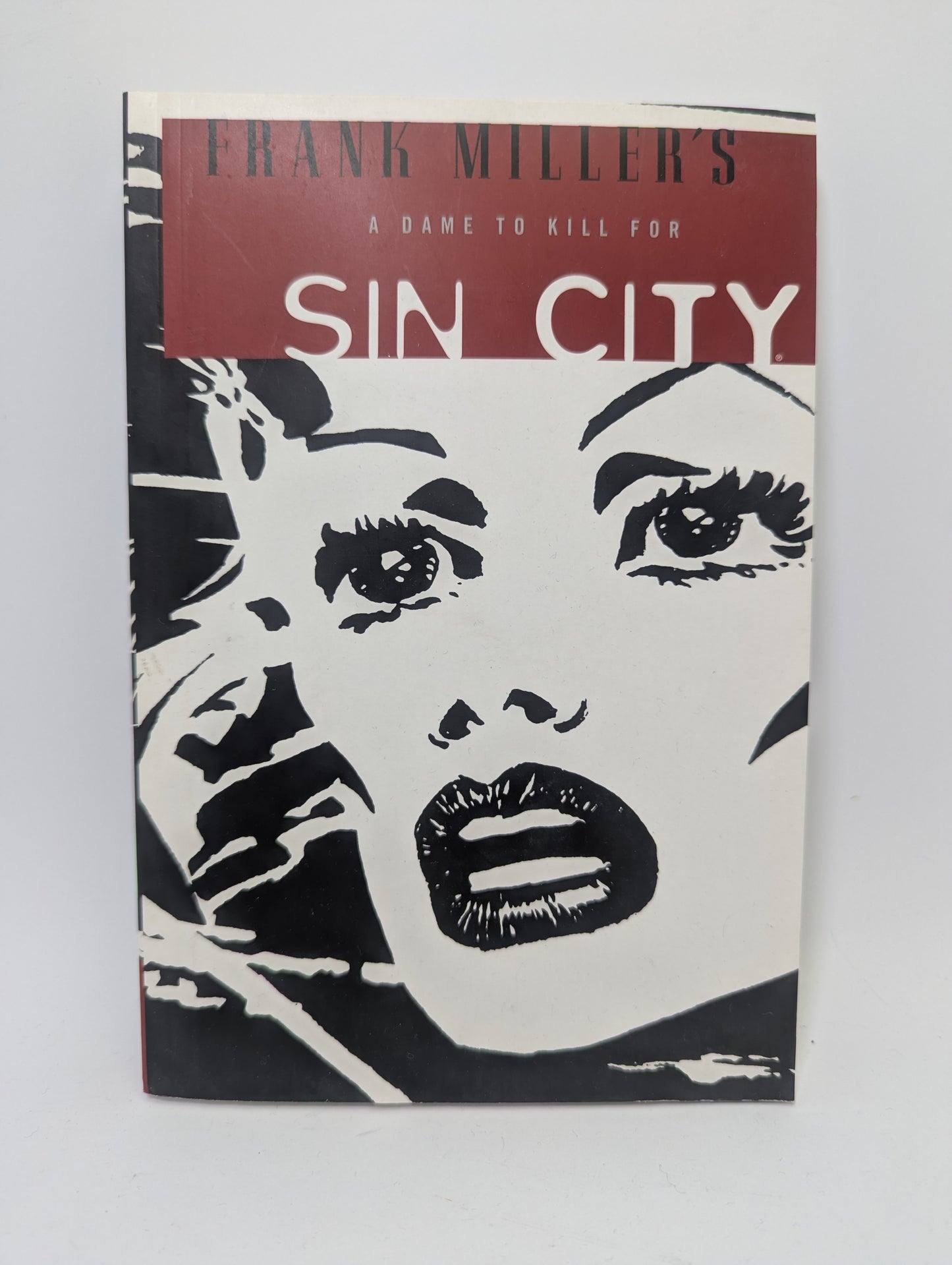 Grafinės novelės Sin City Vol. 2: A Dame to Kill viršelis su noir stiliaus juodai balta iliustracija.