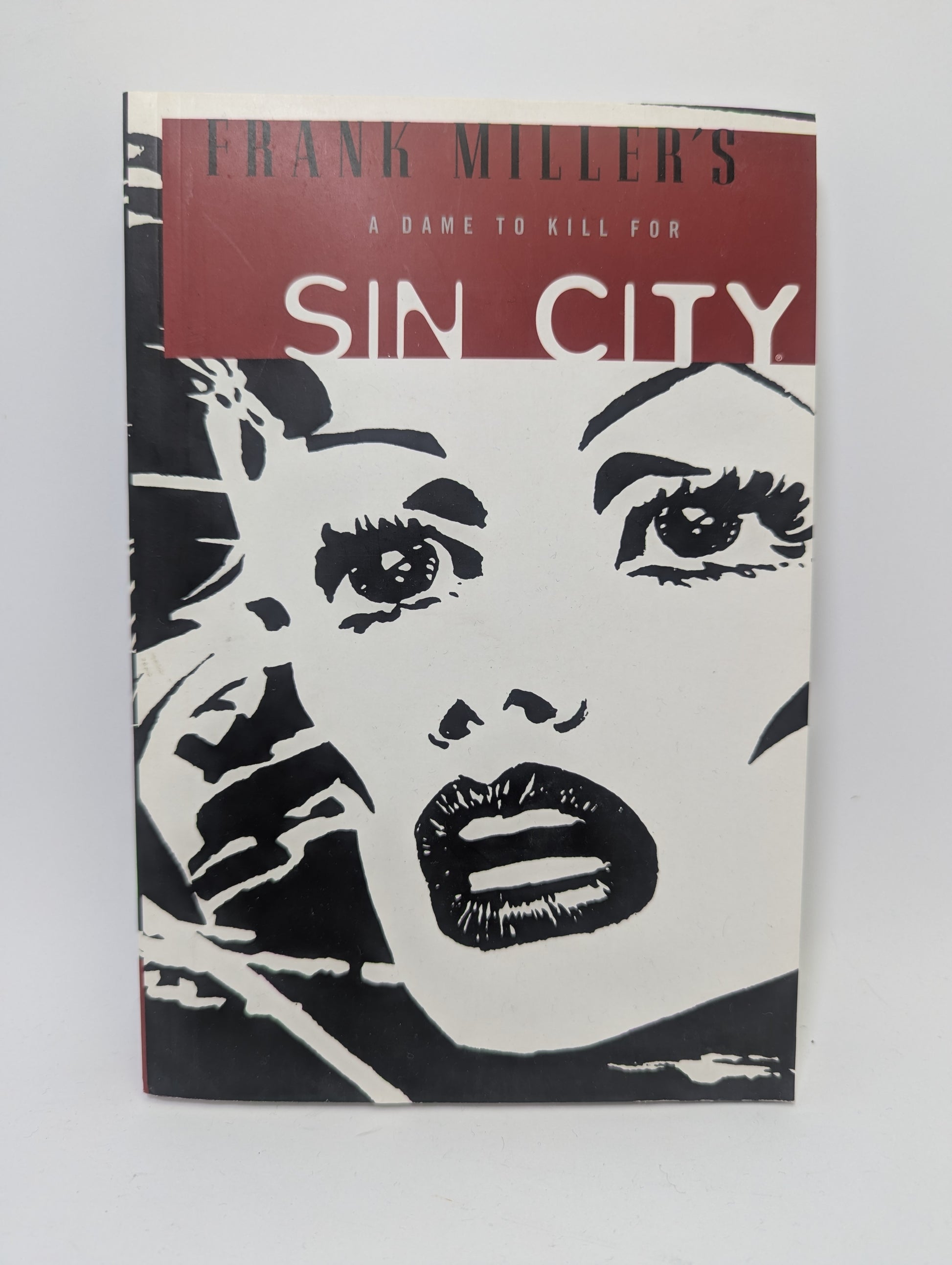 Grafinės novelės Sin City Vol. 2: A Dame to Kill viršelis su noir stiliaus juodai balta iliustracija.