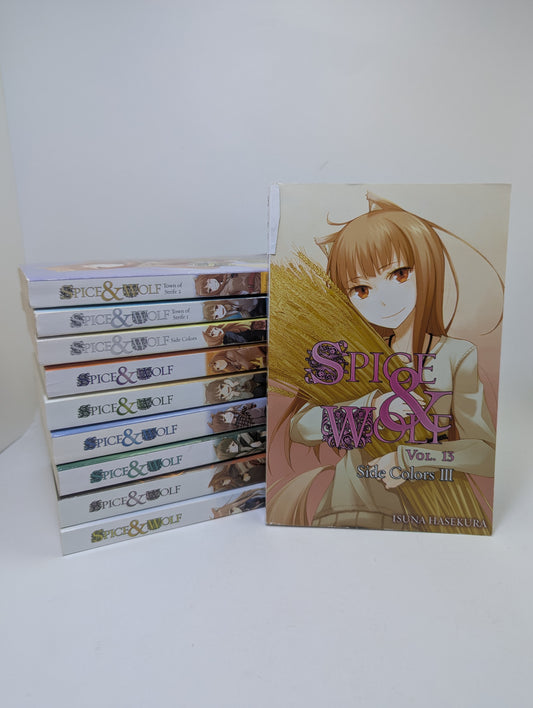 Spice & Wolf, Vol. 1-9 ir 13 šviesiojo romano rinkinys, Yen Press.