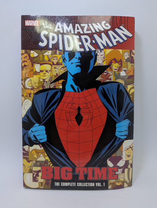 Grafinė novelė „Spider-Man: Big Time, Vol. 1“ su Žmogumi-voru ir moderniu, technologijomis įkvėptu „Marvel“ viršelio dizainu.