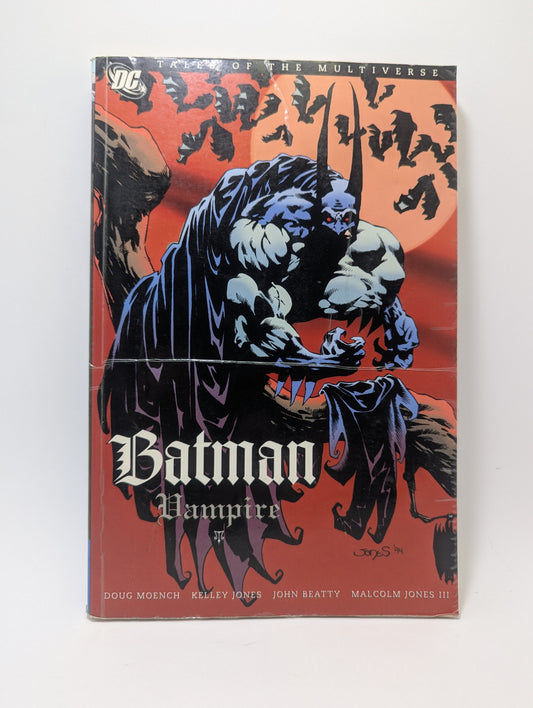 Grafinės novelės Tales of the Multiverse: Batman: Vampire viršelis su gotikinio stiliaus Betmeno vampyro iliustracija.