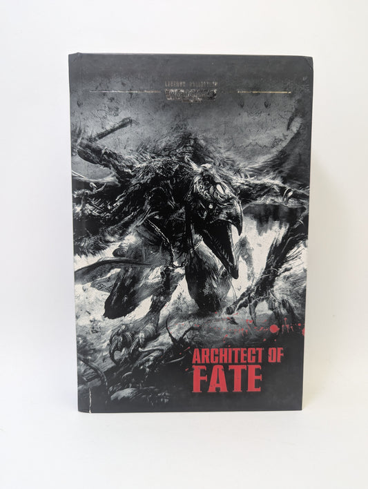 Warhammer 40K knyga „Legends Collection Book 61 – Architect of Fate“ su Chaos ir Tzeentch tematikos grimdark viršelio dizainu.