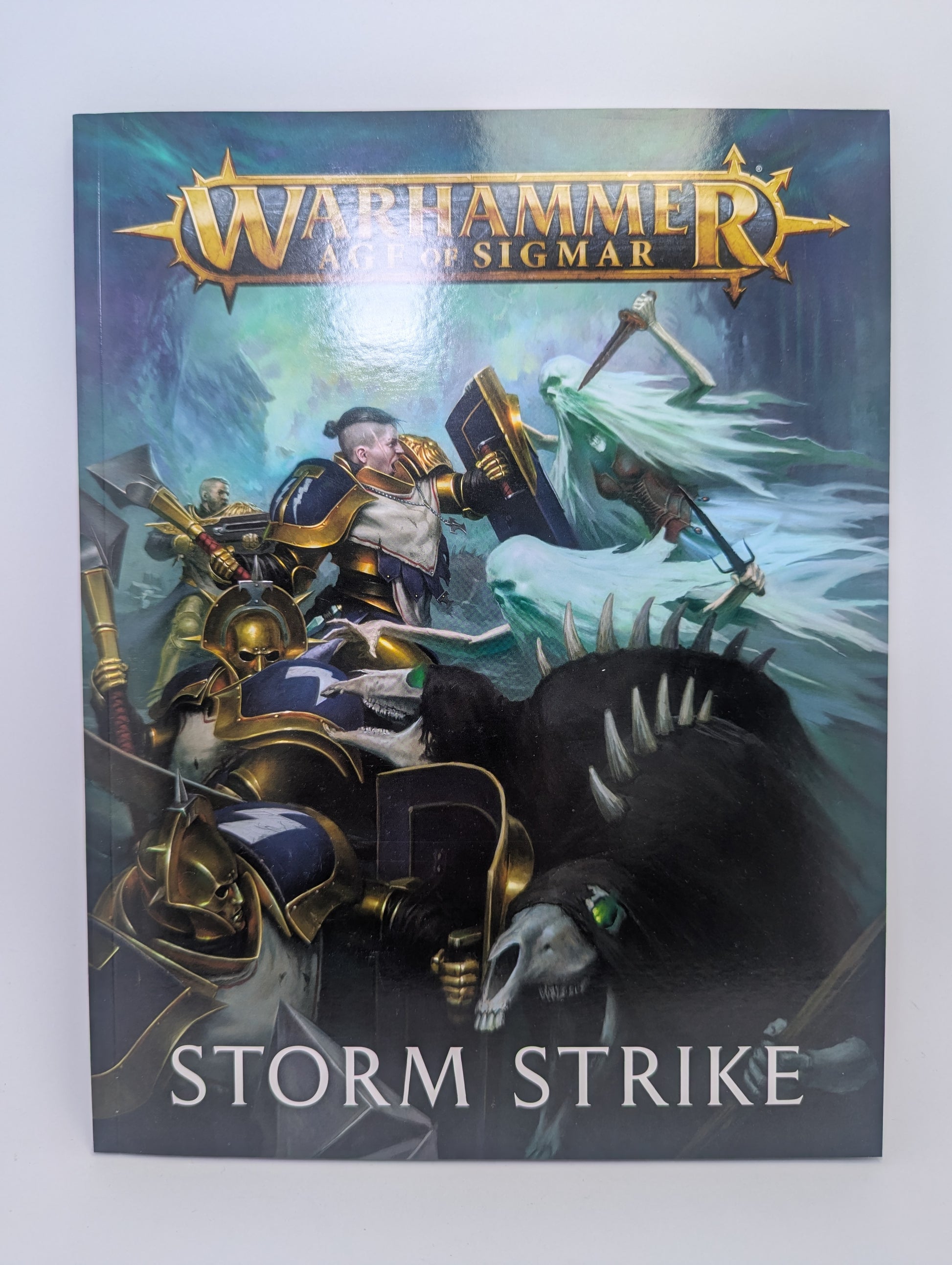 Warhammer Age of Sigmar: Storm Strike taisyklių knyga iš pradinio rinkinio.